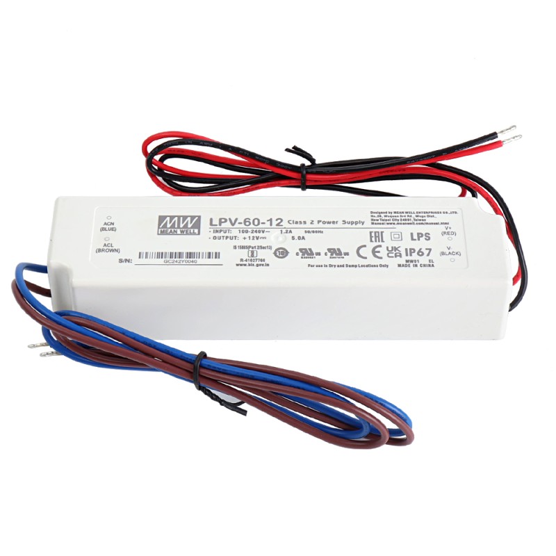LPV-60-12 MEANWELL 60W 5A 12V enkelvoudige uitgang schakelende voeding