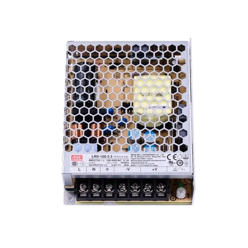 LRS-100-3.3 MEANWELL 66W 3,3VDC 20A 115/230VAC Gesloten schakelende voeding LRS-100-3.3 MEANWELL 66W 3,3VDC 20A 115/230VAC Gesloten schakelende voeding