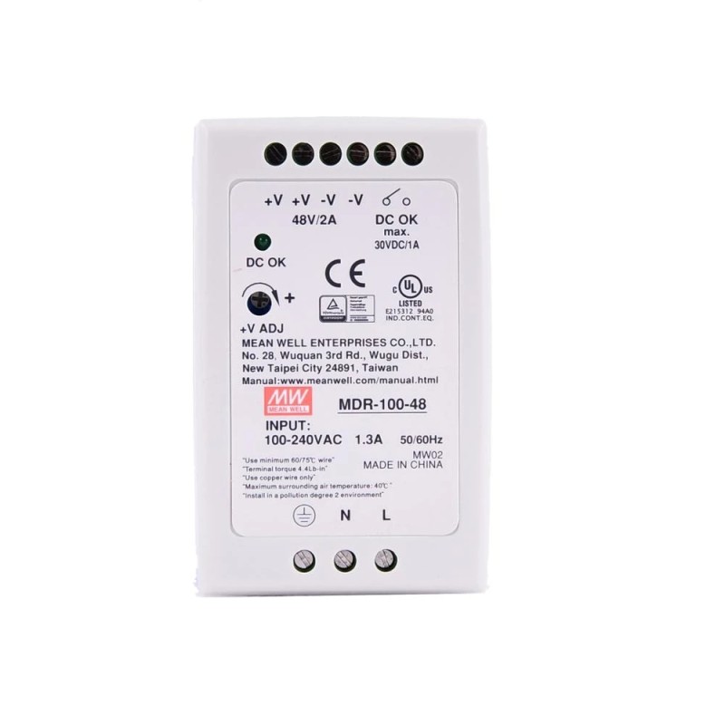 MDR-100-48 MEANWELL 96W 48VDC 2A 115/230VAC enkelvoudige uitgang Industriële DIN Rail voeding