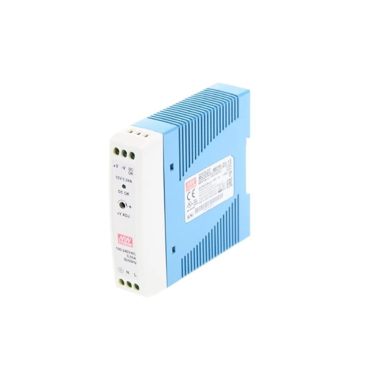 MDR-20-15 MEANWELL 20W 15VDC 1,34A 115/230VAC enkelvoudige uitgang Industriële DIN Rail voeding