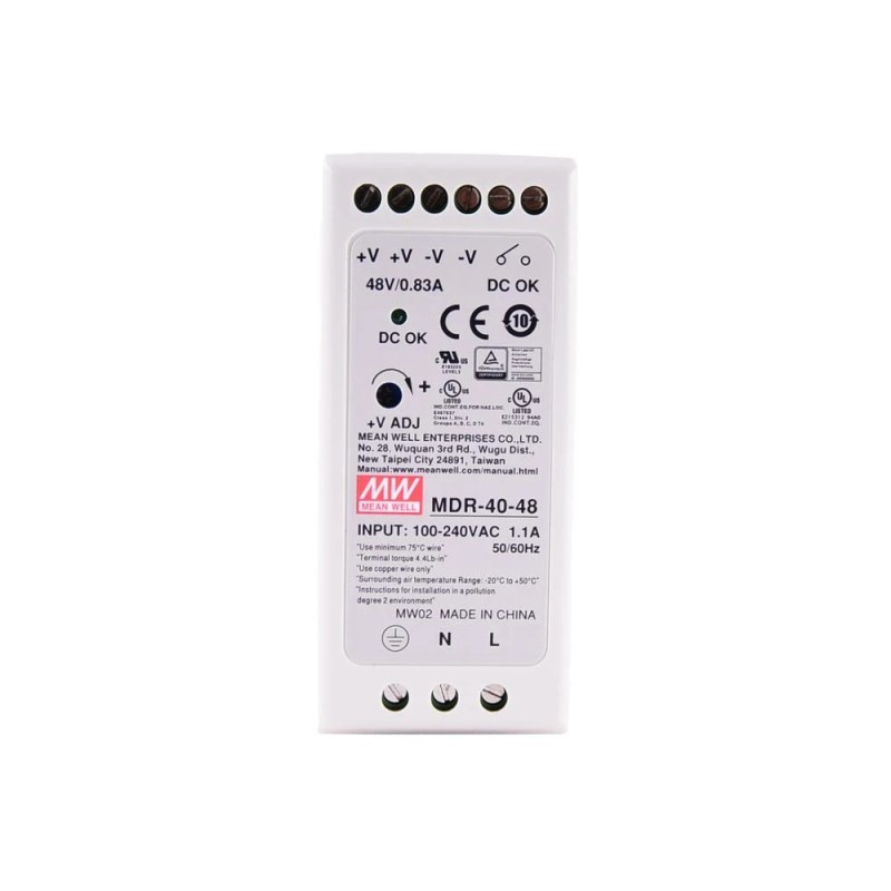 MDR-40-48 MEANWELL 39,8W 48VDC 0,83A 115/230VAC enkelvoudige uitgang Industriële DIN Rail voeding