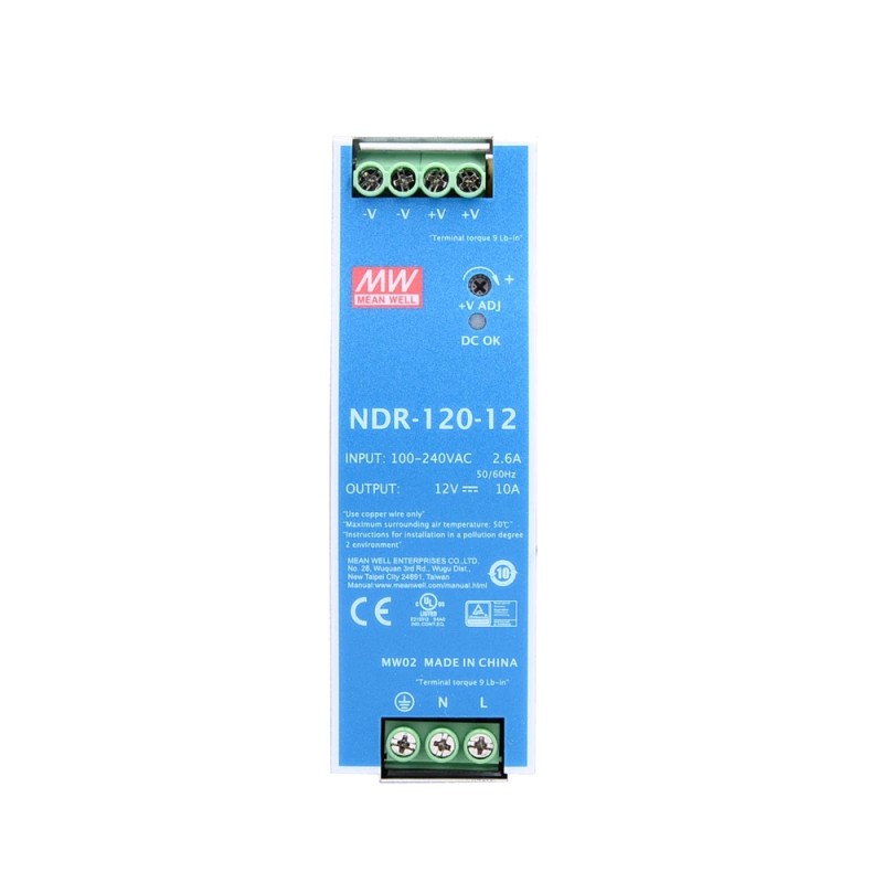 NDR-120-12 MEANWELL 120W 12VDC 10A 115/230VAC enkelvoudige uitgang Industriële DIN RAIL
