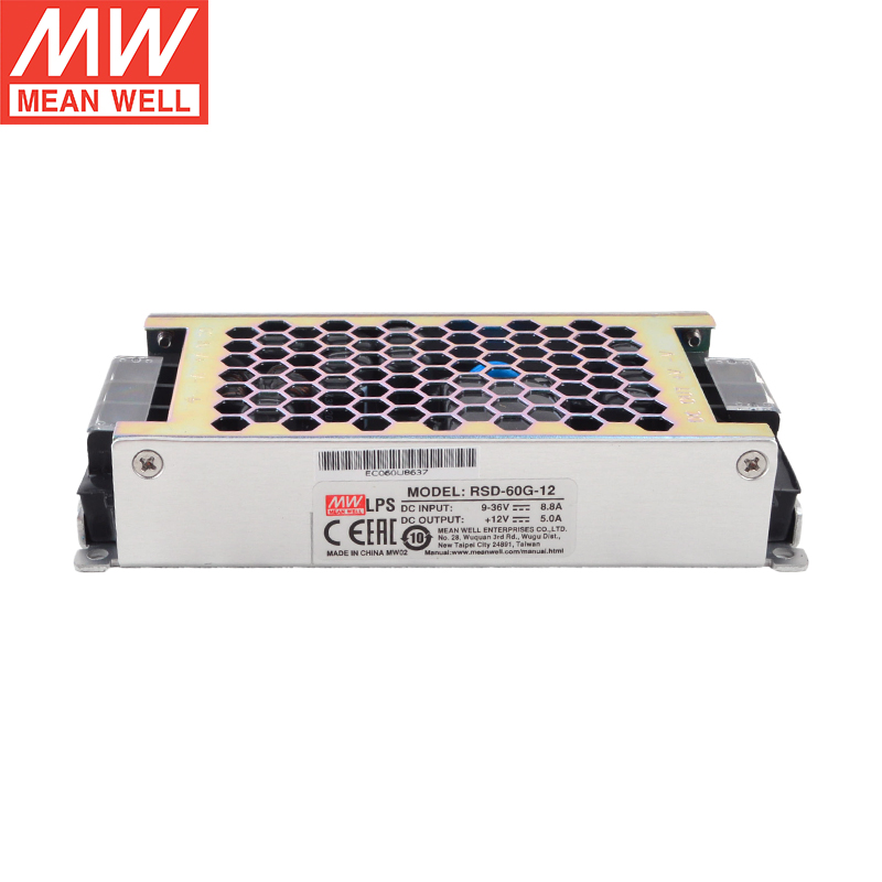 RSD-60G-12 MEANWELL 12V 5A 60W Betrouwbare DC-DC converter voor spoorwegen