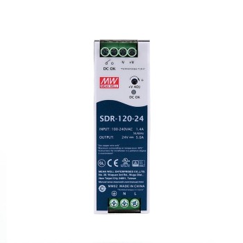 SDR-120-24 MEANWELL 120W 24VDC 5A 115/230VACMet PFC-functie DIN Rail voeding