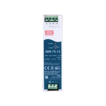 CN In de uitverkoop - SDR-75-12 MEANWELL 75,6W 12VDC 6,3A 115/230VAC DIN Rail-voeding
