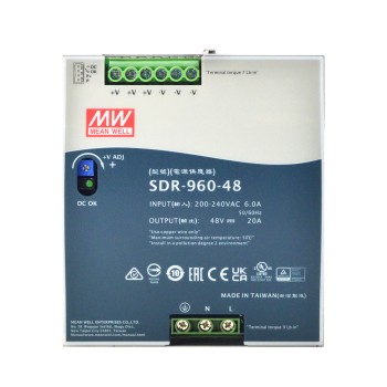 SDR-960-48 MEANWELL 960W 48VDC 20A 230VACmet PFC-functie DIN-railvoeding