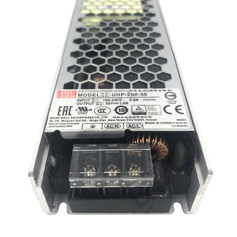 UHP-200-55 MEANWELL 201,6W 55VDC 3,6A 115/230VAC Slim TypeMet PFC schakelende voeding UHP-200-55 MEANWELL 201,6W 55VDC 3,6A 115/230VAC Slim TypeMet PFC schakelende voeding