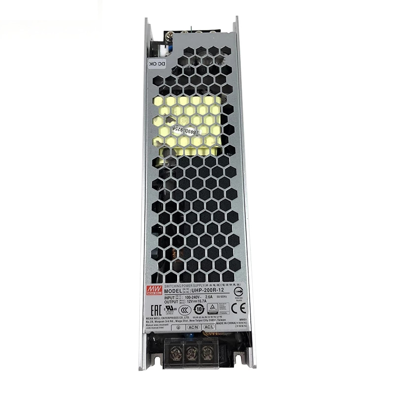 UHP-200R-12 MEANWELL 200,4W 12VDC 16,7A 115/230VAC Slim TypeMet PFC schakelende voeding UHP-200R-12 MEANWELL 200,4W 12VDC 16,7A 115/230VAC Slim TypeMet PFC schakelende voeding