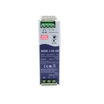 WDR-120-48 MEANWELL 120W 48VDC 2,5A 230/400VAC UltraWide Input Industriële DIN Rail voeding
