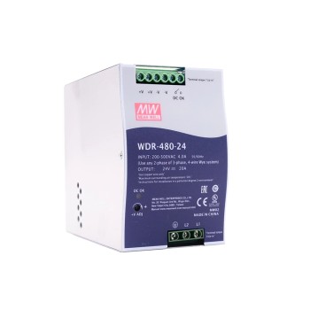 WDR-480-24 MEANWELL 480W 24VDC 20A 230/400VAC Ultrabrede Ingang Industriële DIN Rail Voeding
