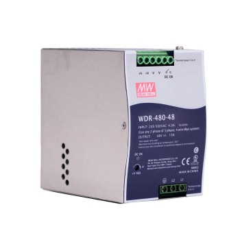 WDR-480-48 MEANWELL 480W 48VDC 10A 230/400VAC Ultrabrede Ingang Industriële DIN Rail Voeding