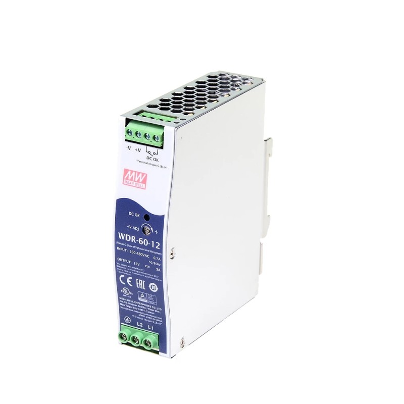 CN In de uitverkoop - WDR-60-12 MEANWELL 60W 12VDC 5A 230/400VAC Ultrabrede ingang Industriële DIN Rail voeding - CN-WDR-60-12 | StepperOnline