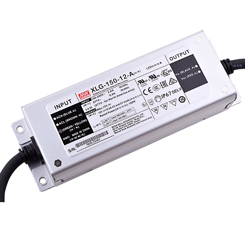 XLG-150-12-A MEANWELL 150W 12VDC 12,5A 115/230VAC LED-stuurprogramma met constante voedingsmodus