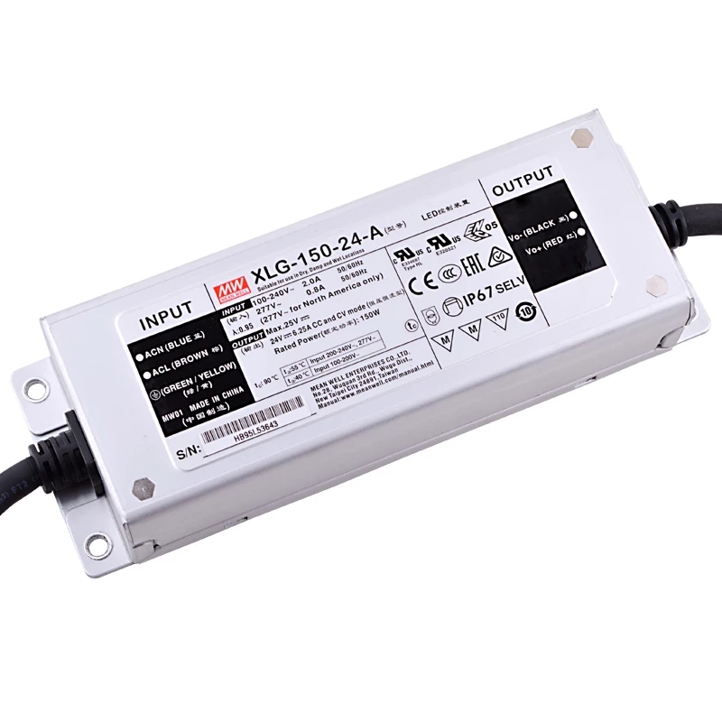 XLG-150-24-A MEANWELL 150W 24VDC 6,25A 115/230VAC LED-stuurprogramma met constante energiemodus