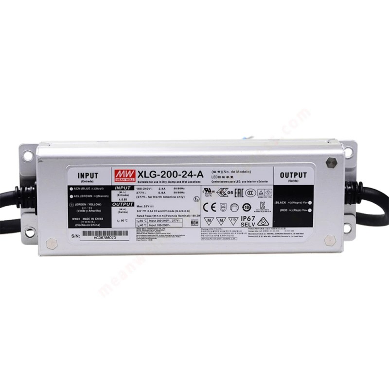 XLG-200-24-A MEANWELL 199,2W 24VDC 8,3A 115/230VAC LED-stuurprogramma met constante voeding