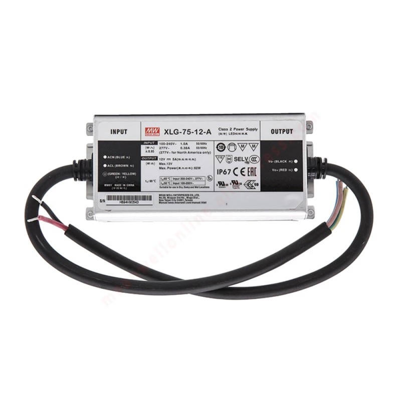 XLG-75-12-A MEANWELL 60W 12VDC 5A 115/230VAC LED-stuurprogramma met constante energiemodus