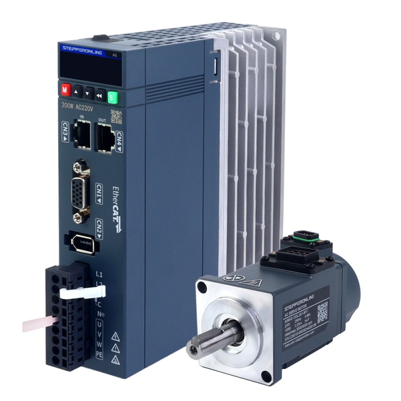 A6-serie 100W EtherCAT AC-servomotorkit 3000rpm 0,32Nm 17-bits absolute encoder IP67 - A6-EC100L2A1-M17 | StepperOnline