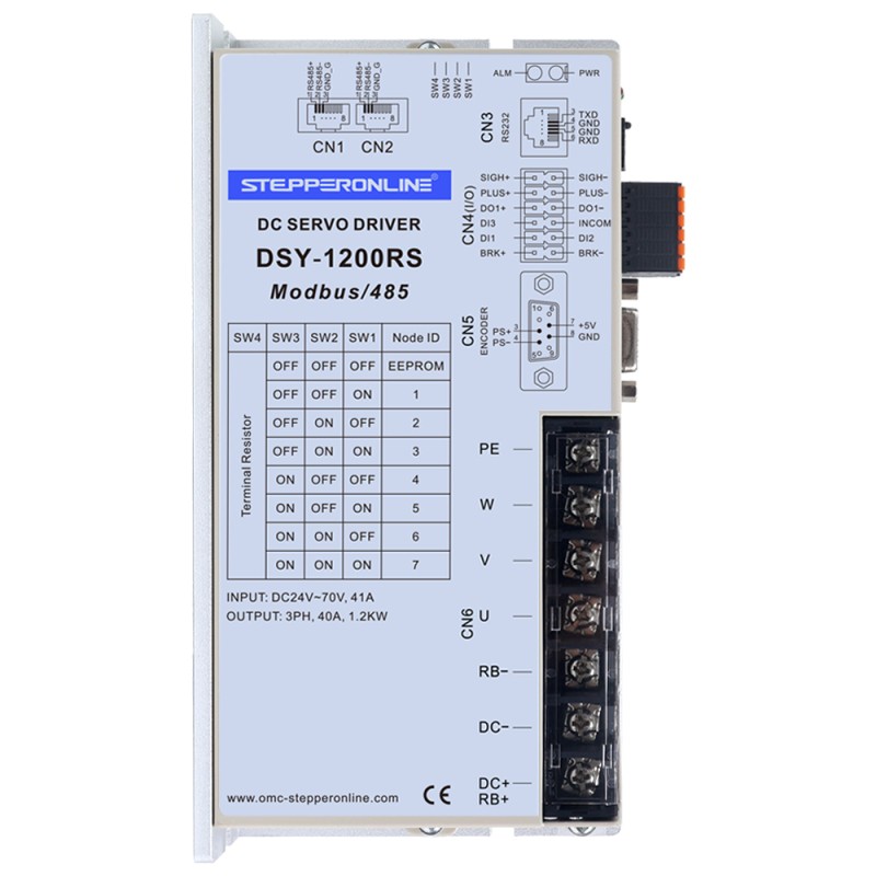 DSY-serie 1000W RS485 DC-servomotor 24-70VDC 3,20Nm 3000rpm 17-bits incrementele encoder IP65 - DSY-RS1000L2A2-M17S | StepperOnline