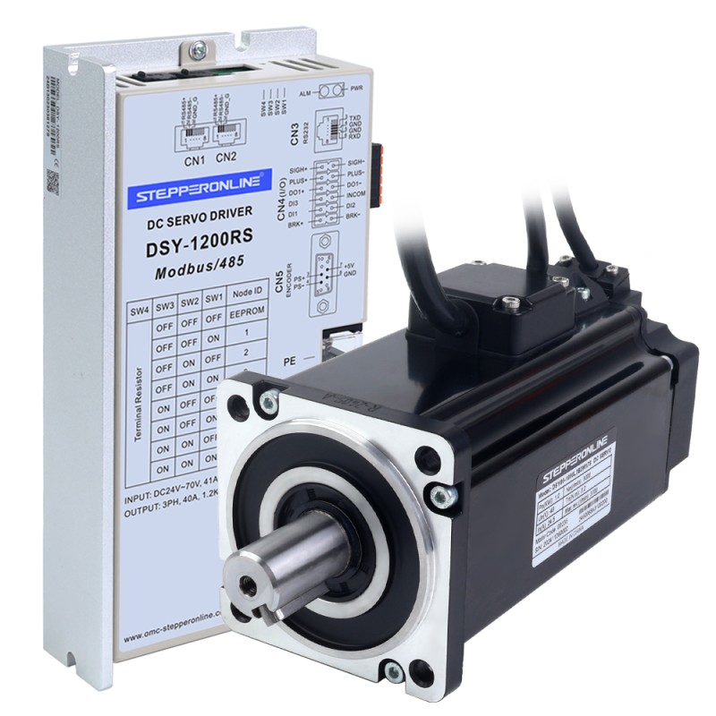 DSY-serie 1000W RS485 DC-servomotor 24-70VDC 3,20Nm met rem 3000rpm 17-bits incrementele encoder IP65 - DSY-RS1000L2B2-M17S | StepperOnline