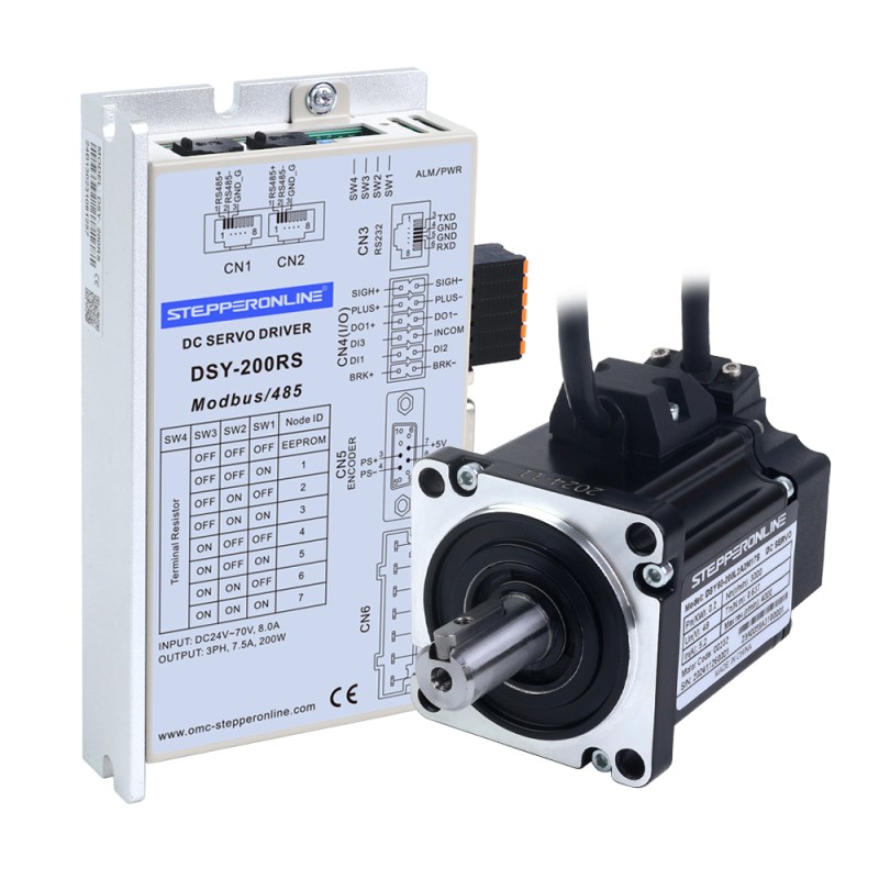 DSY-serie 200W RS485 DC-servomotor 24-70VDC 0,637Nm 3000rpm 17-bits incrementele encoder IP65 - DSY-RS200L2A2-M17S | StepperOnline