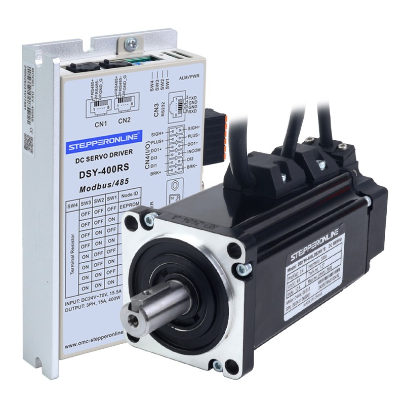 DSY-serie 400W RS485 DC-servomotor 24-70VDC 1,27Nm met rem 3000rpm 17-bits incrementele encoder IP65 - DSY-RS400L2B2-M17S | StepperOnline