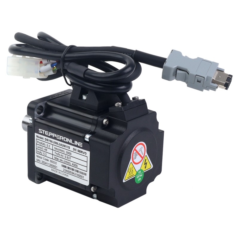 DSY-serie 200W RS485 DC-servomotor 24-70VDC 0,637Nm met rem 3000rpm 17-bits incrementele encoder IP65 - DSY-RS200L2B2-M17S | StepperOnline