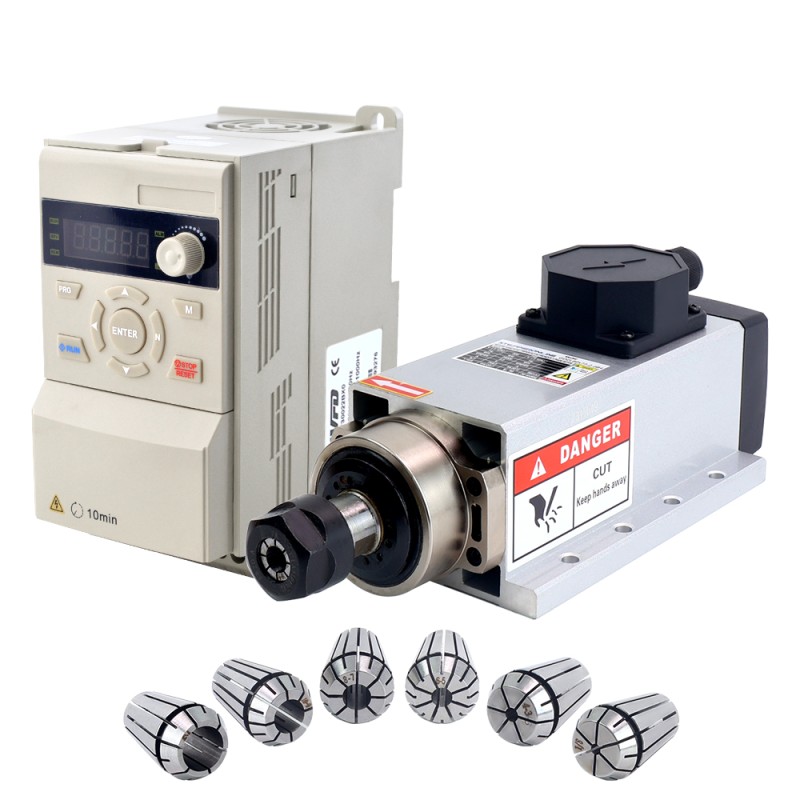 220V 2.2KW 80x73x193.5mm luchtgekoelde spindelmotor en 3HP 2.2KW 12.5A variabele frequentieregelaar kit