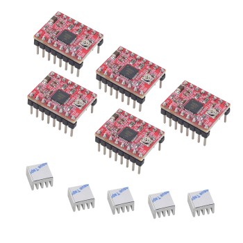 A4988 Stappenmotor Driver Module met koellichaam voor 3d Printer Reprap (Set van 5 stuks)