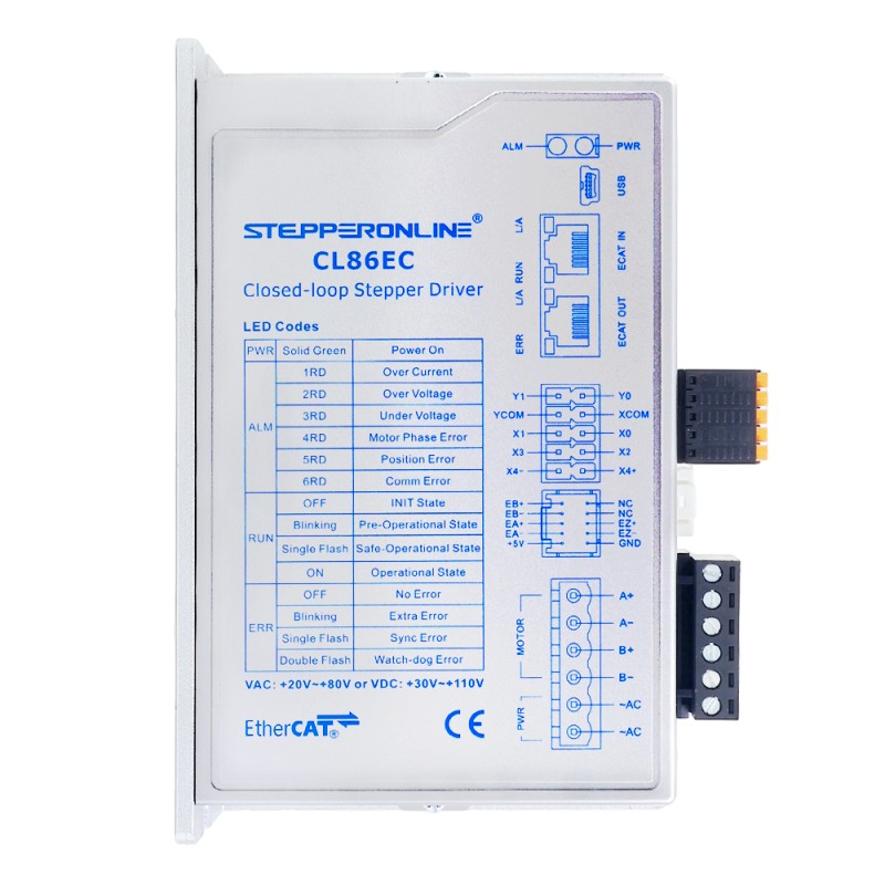 Y Series EtherCAT Gesloten lus stappermotor driver 0-8,5A 20-80VAC/30-110VDC voor Nema 34 stappermotor - CL86EC | StepperOnline