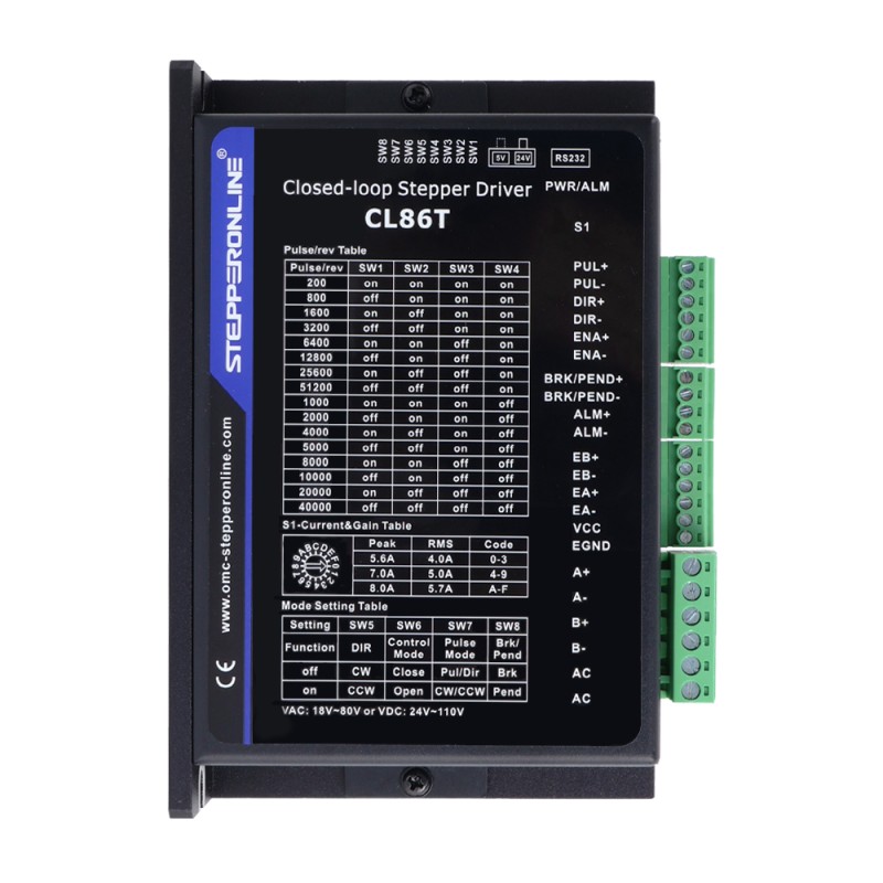 TS Series 4 assen 9.0Nm (1274.5oz.in) Nema 34 Closed Loop Stepper Kit met voeding