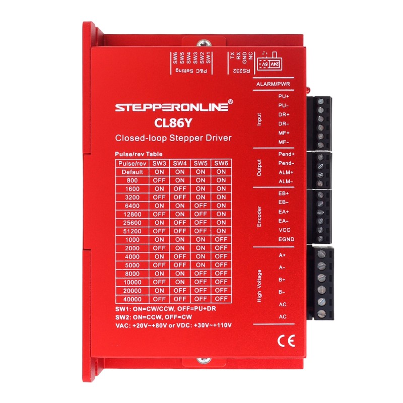 YS Serie 1-as Closed Loop Stappenmotor Kit V2.0 12,0Nm (1699,34oz.in) Nema 34 Motor met 1,5m Kabels & Driver - 1-CL86Y-S120-1M5-V20 | StepperOnline