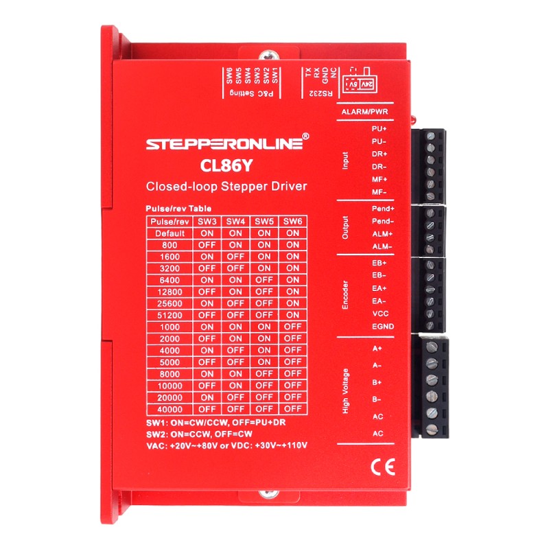 Y Series Gesloten lus stappermotor driver V2.0 0-8,5A 20-80VAC/30-110VDC voor Nema 34 stappermotor - CL86Y-V20 | StepperOnline