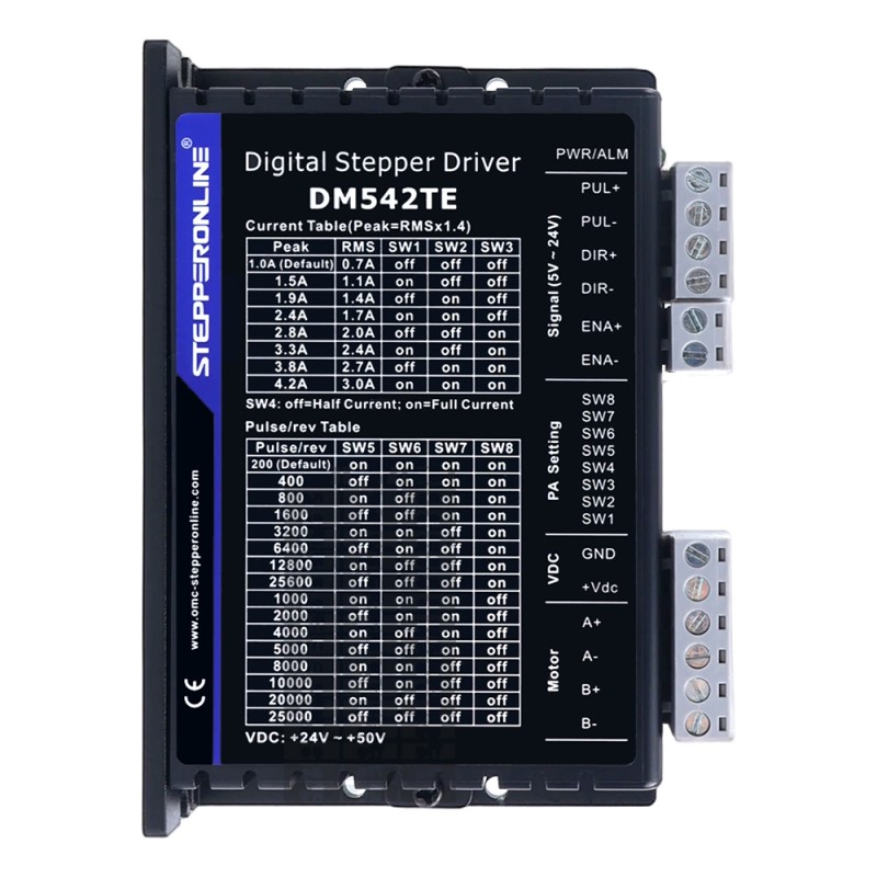 TES Serie 1-as stappenmotor-CNC-kit 3,0Nm(424,83oz.in) Nema 23 stappenmotor & driver DM542TE - 1-DM542TE-23HS45 | StepperOnline
