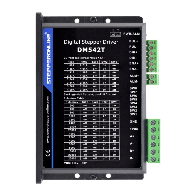 Digitale Stepper Driver 1,0-4,5A 18-50VDC voor Nema 17, 23, 24 Stepper Motor