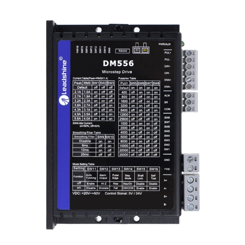 Leadshine Digitale Stappenmotor Bestuurder 0.5-5.6A 20-50VDC voor Nema 17, 23, 24 Stappenmotor