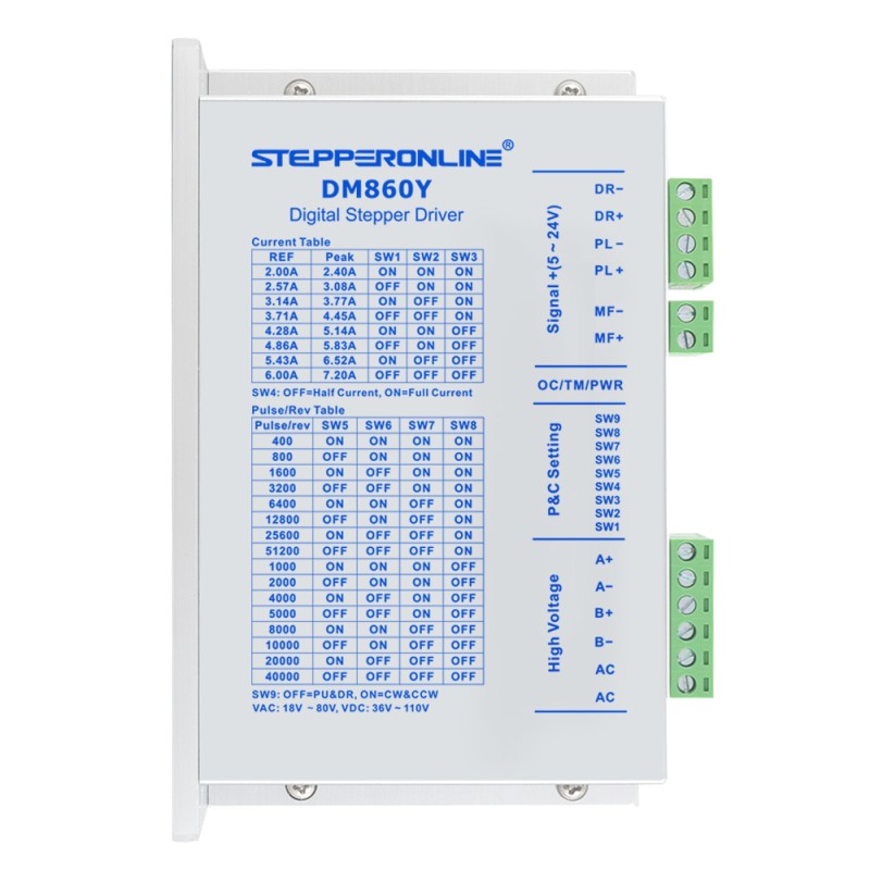 Y serie digitale Stepper Driver 2.4-7.2A AC18V-80V/DC 36V-110V voor Nema 34 Motor