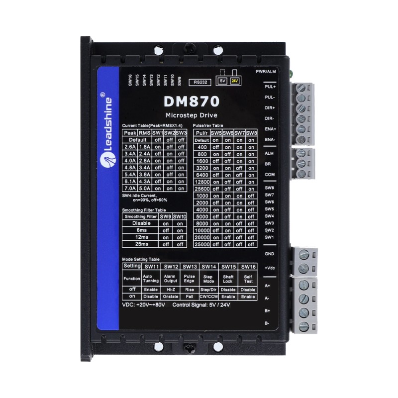 Leadshine Digitale Stappenmotor Bestuurder 0.5-7.0A 20-80VDC voor Nema 23, 24, 34 Stappenmotor