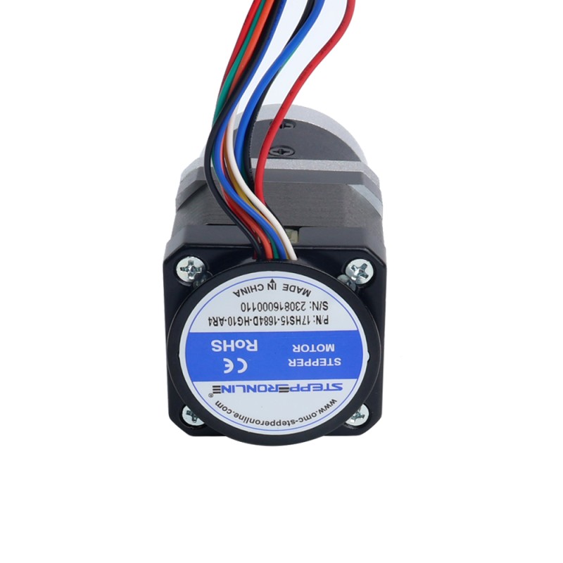 Nema 17 stappenmotor met versnellingsbakoverbrengingsverhouding 10:1 en magnetische encoder 1000PPR (4000CPR) - 17HS15-1684D-HG10-AR4 | StepperOnline