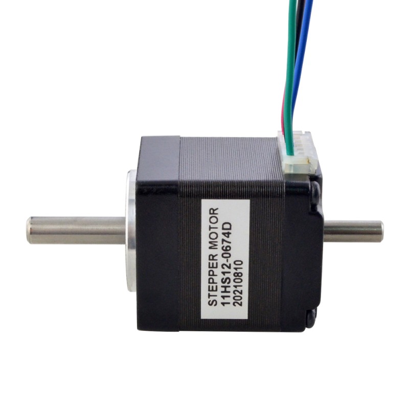Dubbele as Nema 11 Bipolair 1,8deg 7Ncm(9,91oz.in) 0,67A 28x28x31,5mm 4 Draden