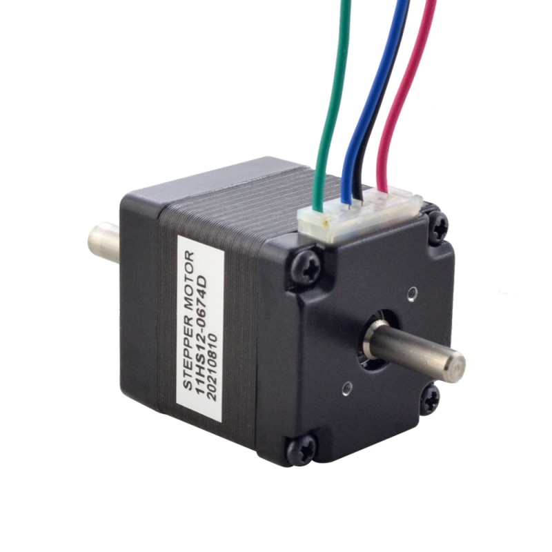 Dubbele as Nema 11 Bipolair 1,8deg 7Ncm(9,91oz.in) 0,67A 28x28x31,5mm 4 Draden