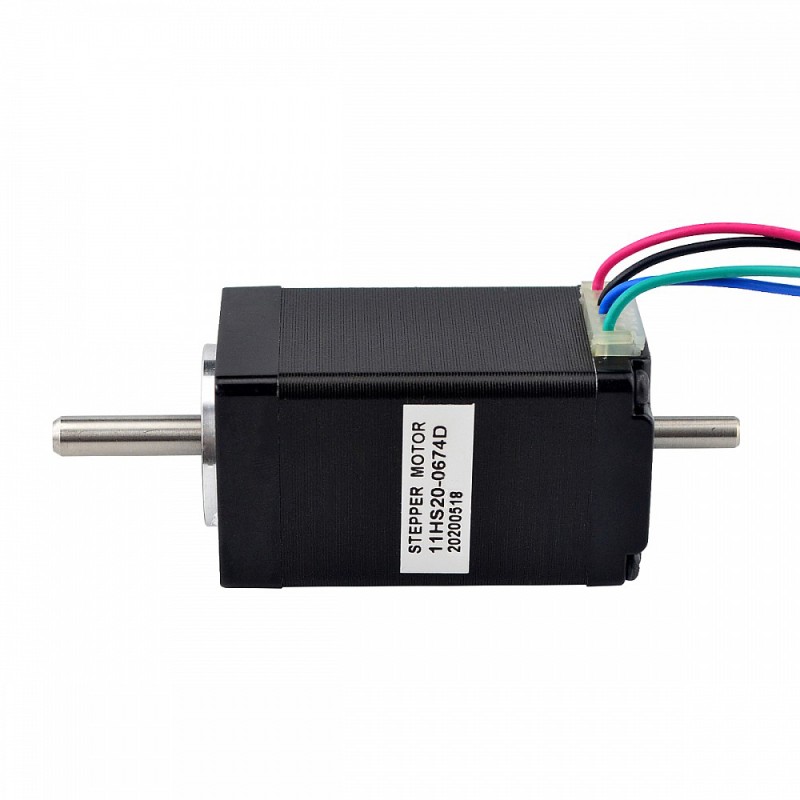 Dubbele as Nema 11 Bipolair 1,8deg 12Ncm(16,99oz.in) 0,67A 28x28x51mm 4 Draden