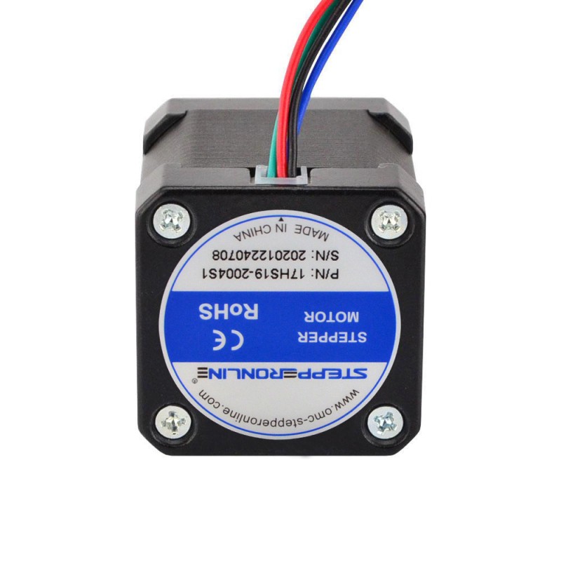 Nema 17 Bipolair 59Ncm(83.55oz.in) 2A 42x48mm 4 Draden met 1m Kabel & Aansluiting