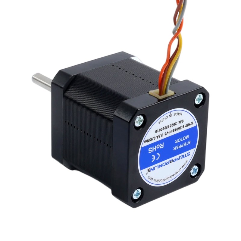 Nema 17 hoge temperatuur stappenmotor 55 Ncm(77,93oz.in), 38mm D-type as Φ5mm, isolatieklasse H 180°C met JST-XH connector - 17HS19-2504S-H-V6 | StepperOnline