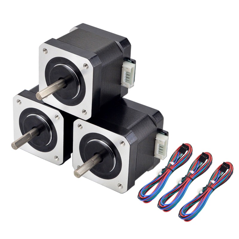 3st Nema 17 Bipolair 45Ncm(63.74oz.in) 1.5A 42x42x39mm 4 Draden/ 1m Pin Connector