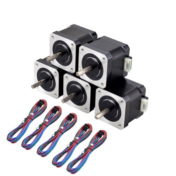 5st Nema 17 Bipolair 45Ncm(63.74oz.in) 1.5A 42x42x39mm 4 Draden/ 1m Pin Connector