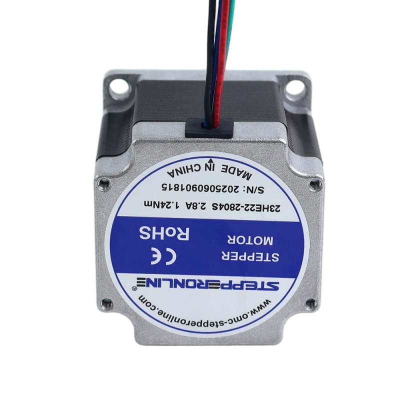 E serie Nema 23 stappenmotor bipolair 1.8deg 1.26Nm(178.4oz.in) 2.8A 57x57x56mm 4 draden