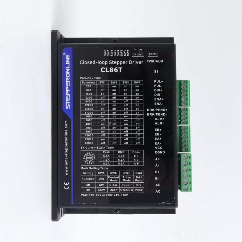 Closed Loop Stepper Driver V4.1 0-8.2A 18-80VAC/24-110VDC voor Nema 34 Stepper Motor