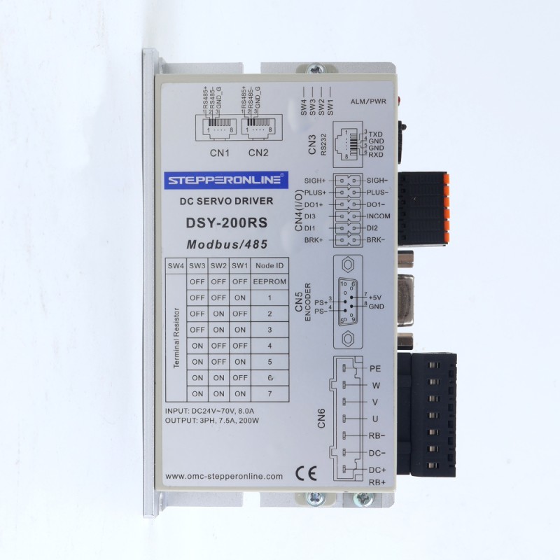 DSY-serie 200W RS485 DC-servomotor 24-70VDC 0,637Nm 3000rpm 17-bits incrementele encoder IP65 - DSY-RS200L2A2-M17S | StepperOnline