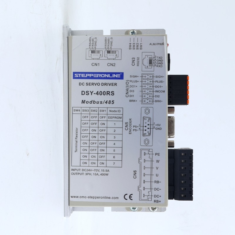 DSY-serie 400W RS485 DC-servomotor 24-70VDC 1,27Nm met rem 3000rpm 17-bits incrementele encoder IP65 - DSY-RS400L2B2-M17S | StepperOnline