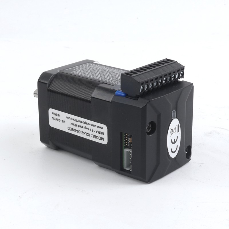 iCL-serie NEMA 17 geïntegreerde stappenmotor met gesloten lus 0,6 Nm (84,96oz.in) 20-36 VDC met 14-bits encoder iCL-serie NEMA 17 geïntegreerde stappenmotor met gesloten lus 0,6 Nm (84,96oz.in) 20-36 VDC met 14-bits encoder